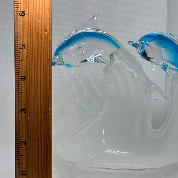 PartyLite Jump For Joy Glass Dolphins Tealight Candle Holder P8876 Retired Rare - Picture 7 of 7